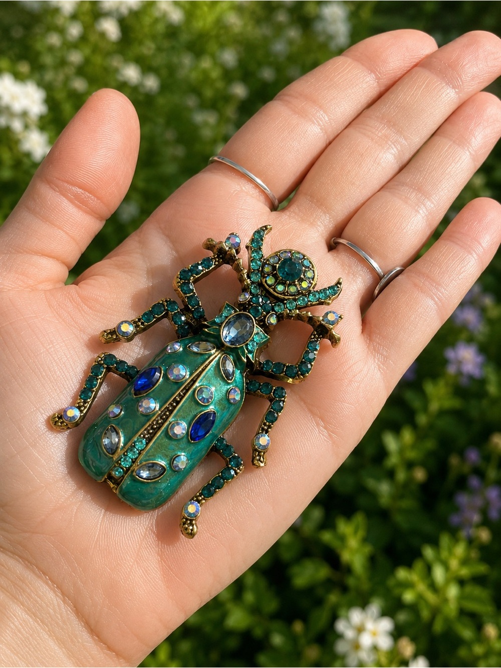 Large embellished, beetle brooch
